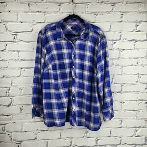 Talbots Button Up Shirt Womens 3X Plaid 100% Cotton cabincore cozycore gorpcore
